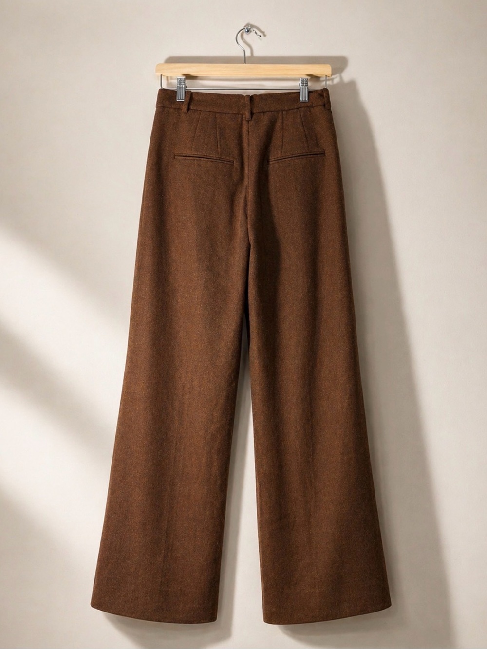 Frank & Oak Gertrude Brown Wool-Blend Wide Leg Tailored Pants Size 4 - Picture 5 of 8